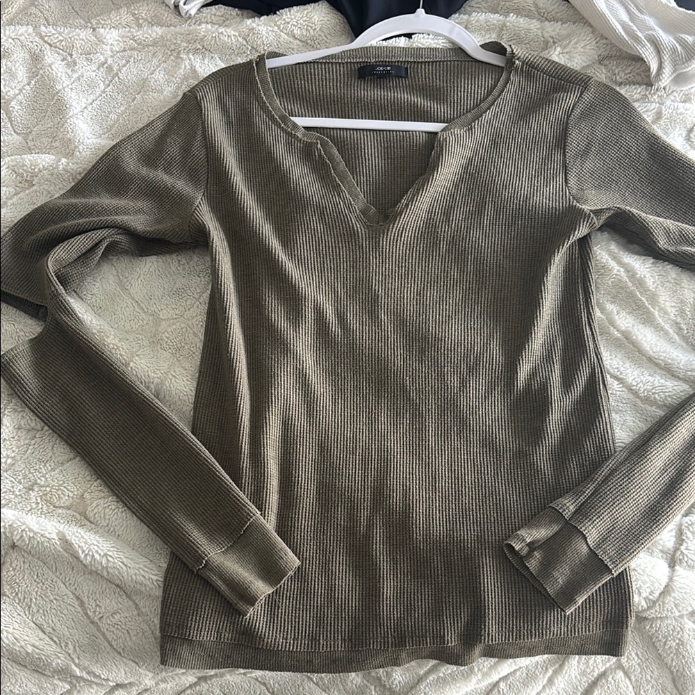 Olive Long Sleeve Ribbed Top